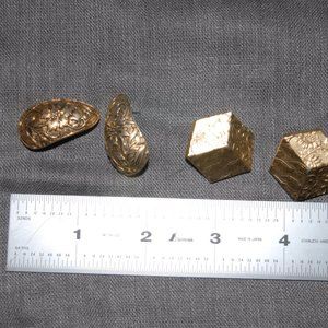 Two Pairs of Gold Tone Cast Metal Earrings